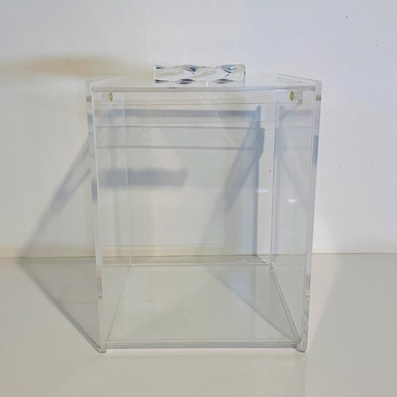 Clear Transparent Lucite Acrylic Rectangular Lidded Box with Handle Vintage MCM - Picture 3 of 17